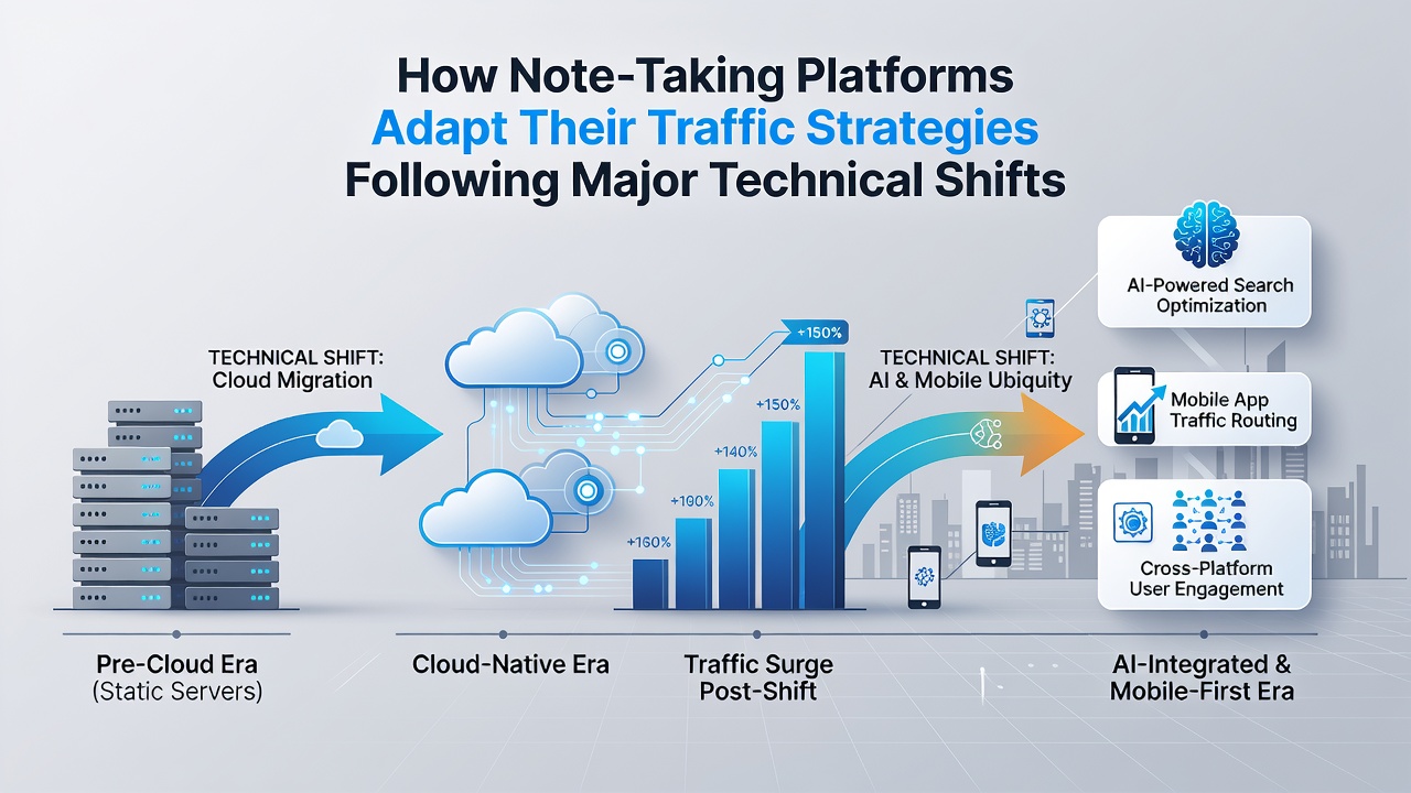 Traffic strategy adjustments shown in analytics dashboards for note platforms